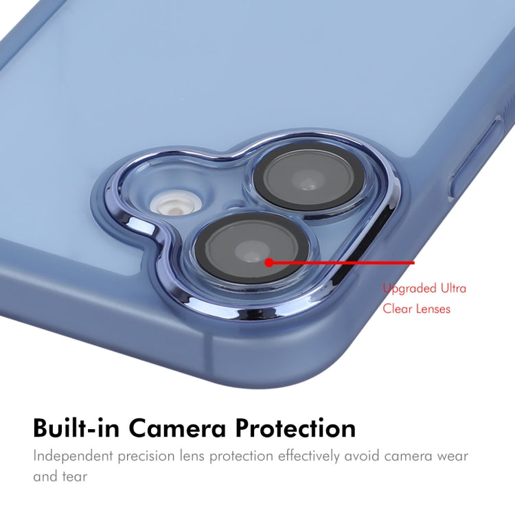 For iPhone 16 Plus ENKAY Hat-Prince Translucent Matte TPU Phone Case with Lens Film(Blue)
