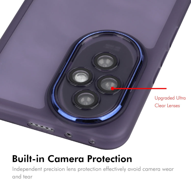For Honor 200 Pro ENKAY Hat-Prince Translucent Matte TPU Phone Case with Lens Film(Purple)