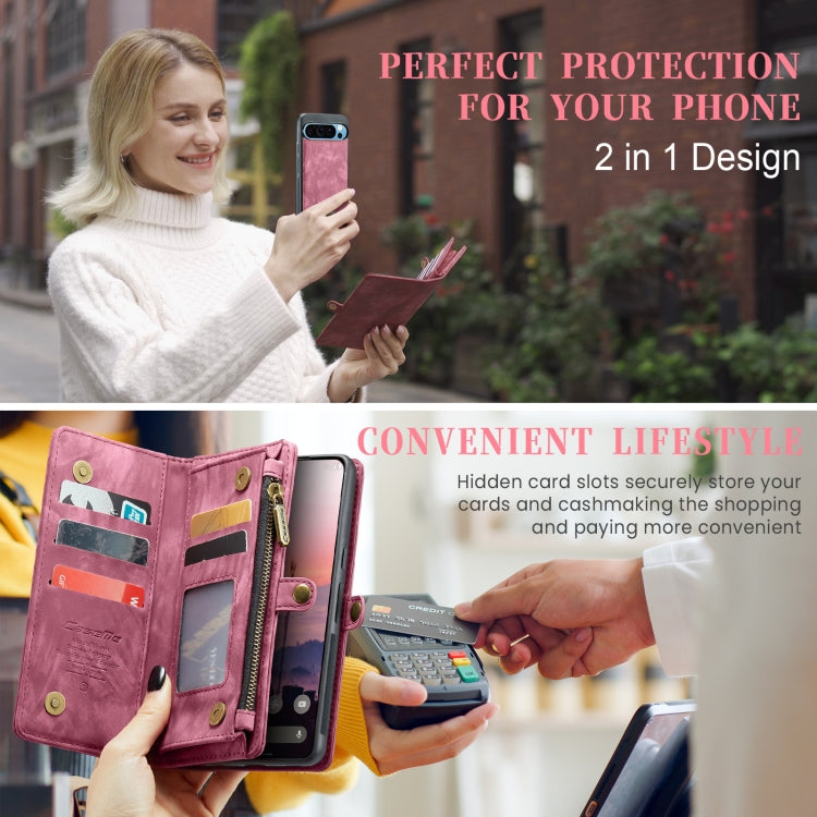 For Google Pixel 9 Pro XL CaseMe 008 Detachable Multifunctional Leather Phone Case(Wine Red)