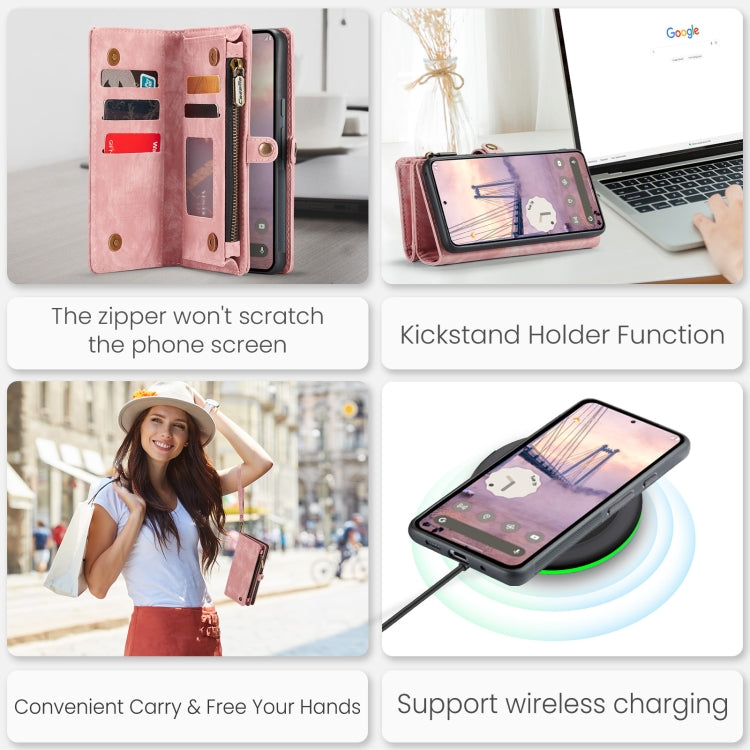 For Google Pixel 9 Pro XL CaseMe 008 Detachable Multifunctional Leather Phone Case(Pink)