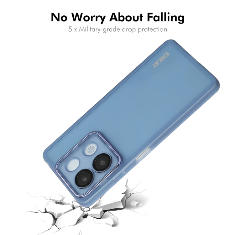 For Redmi Note 13R Pro ENKAY Hat-Prince Translucent Matte TPU Phone Case with Lens Film(Blue)
