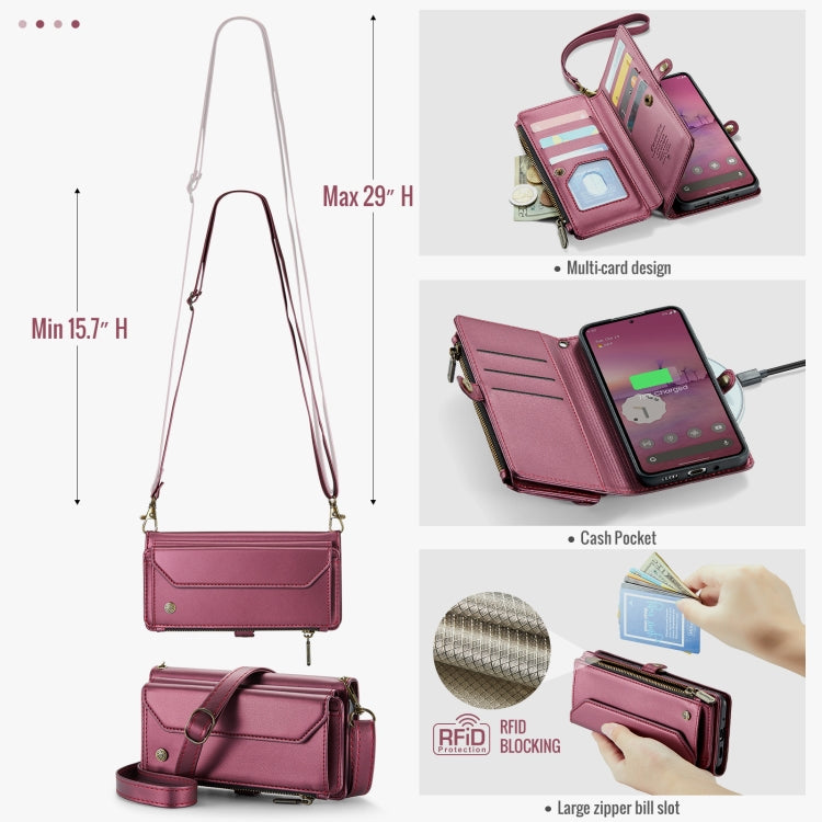 For Google Pixel 9 Pro XL / 10 Pro XL CaseMe C36 Card Slots Zipper Wallet RFID Anti-theft Leather Phone Case(Wine)
