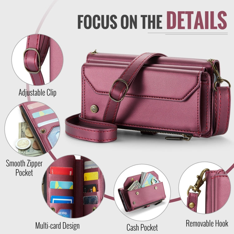 For Google Pixel 9 Pro XL / 10 Pro XL CaseMe C36 Card Slots Zipper Wallet RFID Anti-theft Leather Phone Case(Wine)