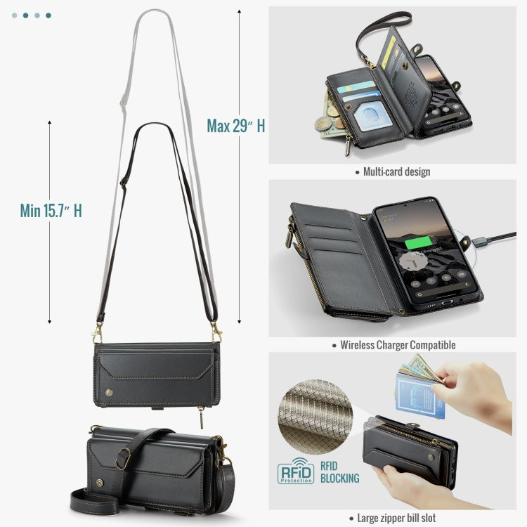 For Google  Pixel 10 / 10 Pro / 9 CaseMe C36 Card Slots Zipper Wallet RFID Anti-theft Leather Phone Case(Black)