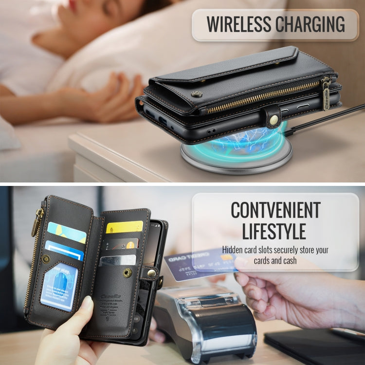 For Google  Pixel 10 / 10 Pro / 9 CaseMe C36 Card Slots Zipper Wallet RFID Anti-theft Leather Phone Case(Black)