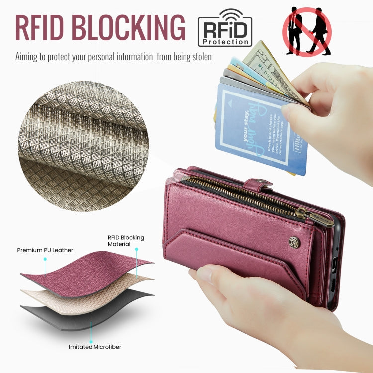 For Google  Pixel 10 / 10 Pro / 9 CaseMe C36 Card Slots Zipper Wallet RFID Anti-theft Leather Phone Case(Wine)