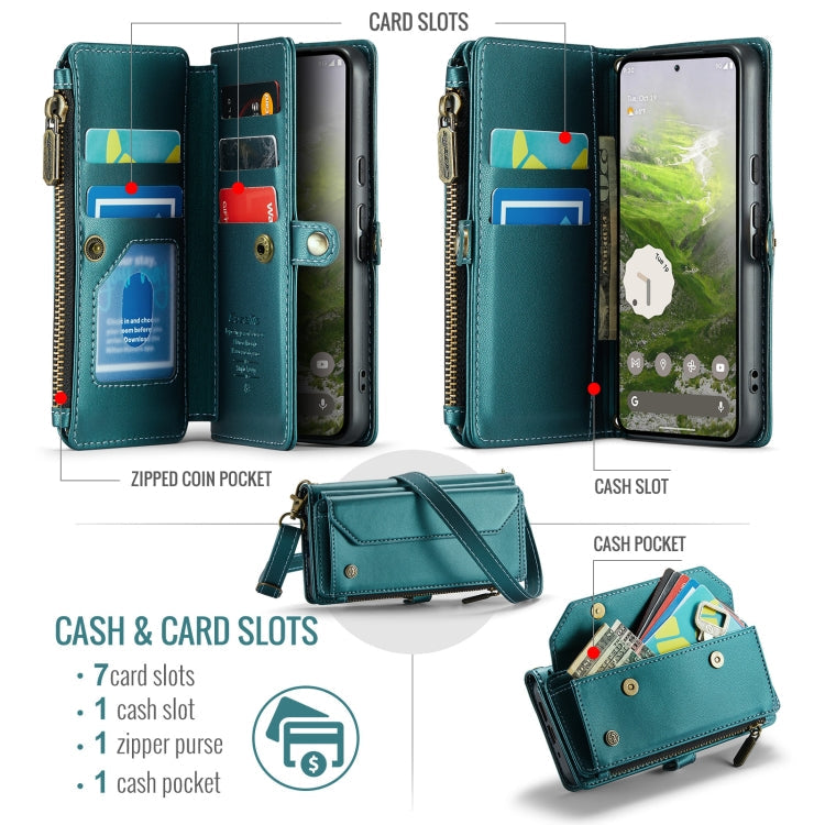 For Google  Pixel 10 / 10 Pro / 9 CaseMe C36 Card Slots Zipper Wallet RFID Anti-theft Leather Phone Case(Green)