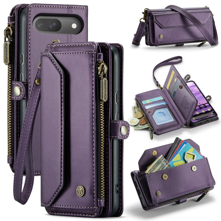 For Google  Pixel 10 / 10 Pro / 9 CaseMe C36 Card Slots Zipper Wallet RFID Anti-theft Leather Phone Case(Purple)