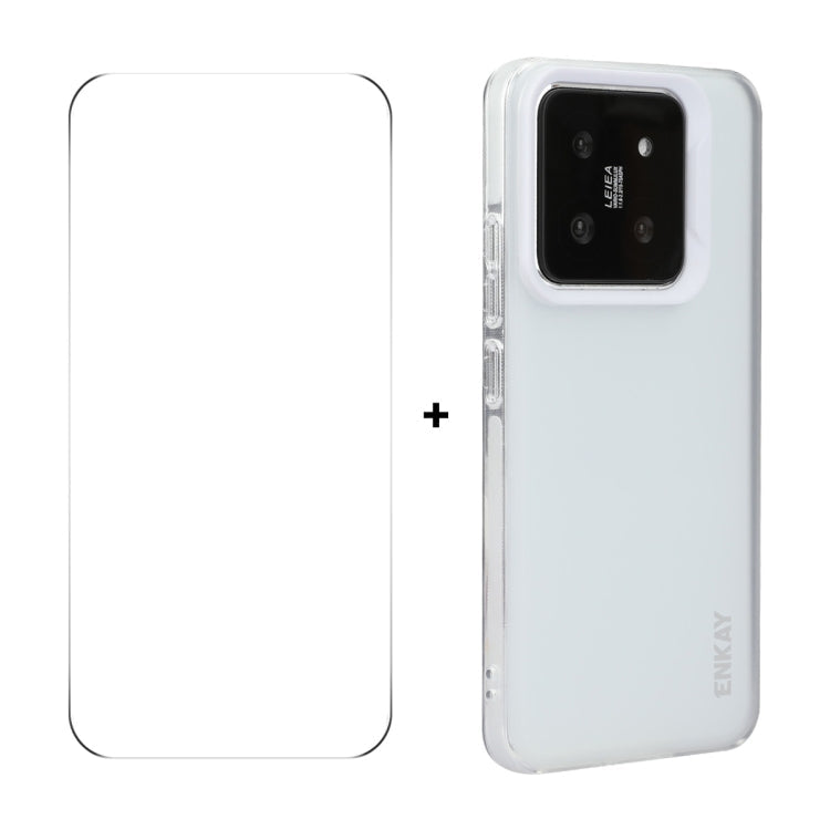 For Xiaomi 14 ENKAY Hat-Prince Translucent Matte TPU Soft Phone Case + 9H Big Arc Edge Film(White)
