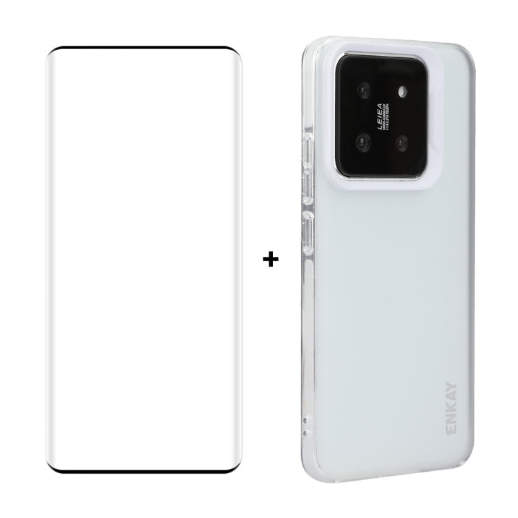 For Xiaomi 14 Pro ENKAY Hat-Prince Translucent Matte TPU Phone Case + 3D Hot Bending Film(White)