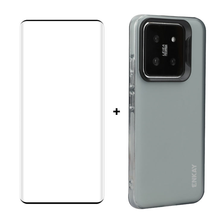 For Xiaomi 14 Pro ENKAY Hat-Prince Translucent Matte TPU Phone Case + 3D Hot Bending Film(Grey)
