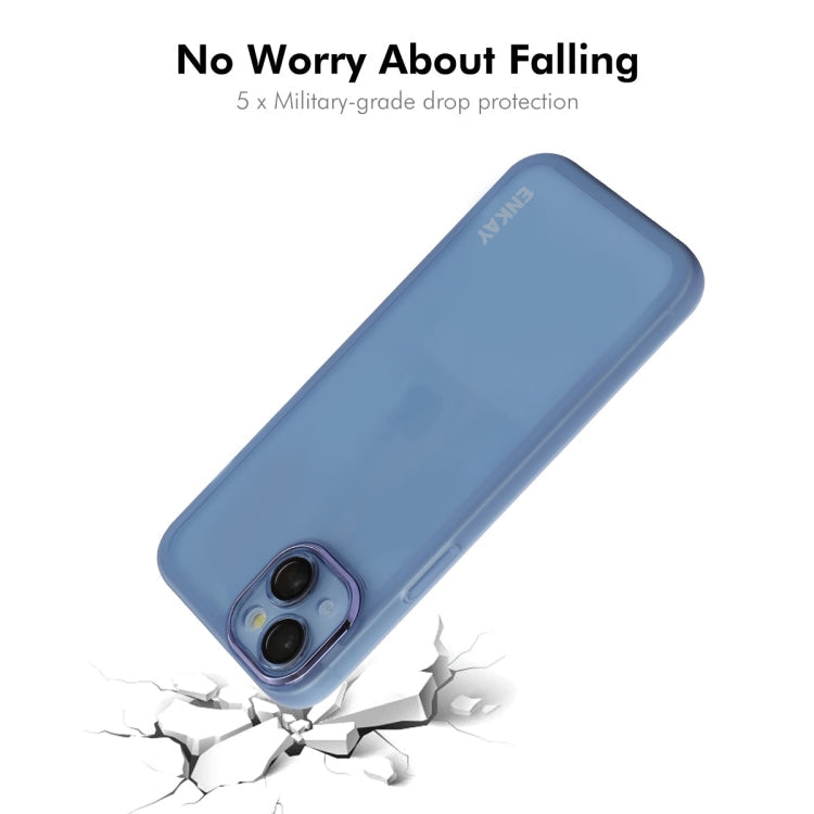 For iPhone 14 ENKAY Hat-Prince Translucent Matte TPU Phone Case with Lens Film + 9H Big Arc Edge Film(White)