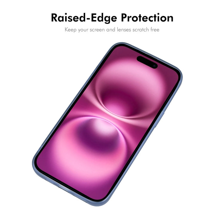For iPhone 16 Plus ENKAY Hat-Prince Translucent Matte TPU Phone Case with Lens Film + 9H Big Arc Edge Film(Blue)