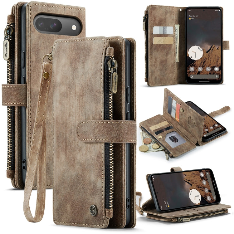 For Google Pixel 10 / 10 Pro / 9 CaseMe C30 Card Slots Zipper Wallet Leather Phone Case(Brown)