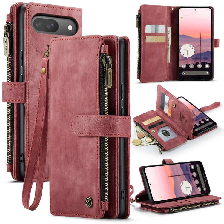 For Google Pixel 10 / 10 Pro / 9 CaseMe C30 Card Slots Zipper Wallet Leather Phone Case(Wine Red)