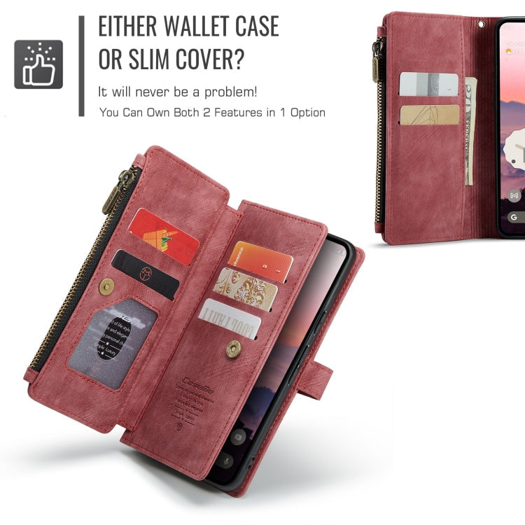 For Google Pixel 10 / 10 Pro / 9 CaseMe C30 Card Slots Zipper Wallet Leather Phone Case(Wine Red)