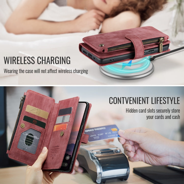 For Google Pixel 10 / 10 Pro / 9 CaseMe C30 Card Slots Zipper Wallet Leather Phone Case(Wine Red)