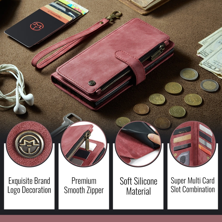 For Google Pixel 9 Pro XL / 10 Pro XL CaseMe C30 Card Slots Zipper Wallet Leather Phone Case(Wine Red)