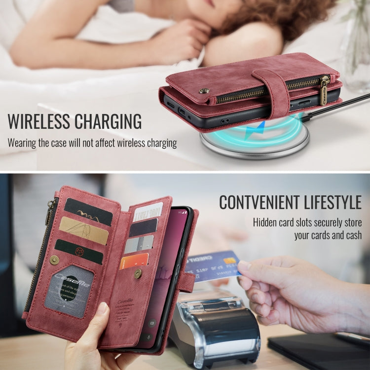 For Google Pixel 9 Pro XL / 10 Pro XL CaseMe C30 Card Slots Zipper Wallet Leather Phone Case(Wine Red)