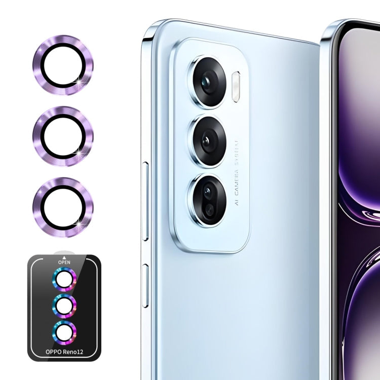 For OPPO Reno12 Global ENKAY Hat-Prince 9H Rear Camera Lens Aluminium Alloy Tempered Glass Film(Light Purple)