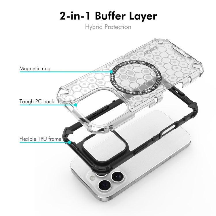 For iPhone 15 Pro Max ENKAY Hat-Prince Honeycomb MagSafe Shockproof Phone Case with Large Arc Edge Film(Green)