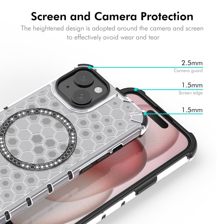 For iPhone 15 ENKAY Hat-Prince Honeycomb MagSafe Shockproof Phone Case with Large Arc Edge Film(Green)