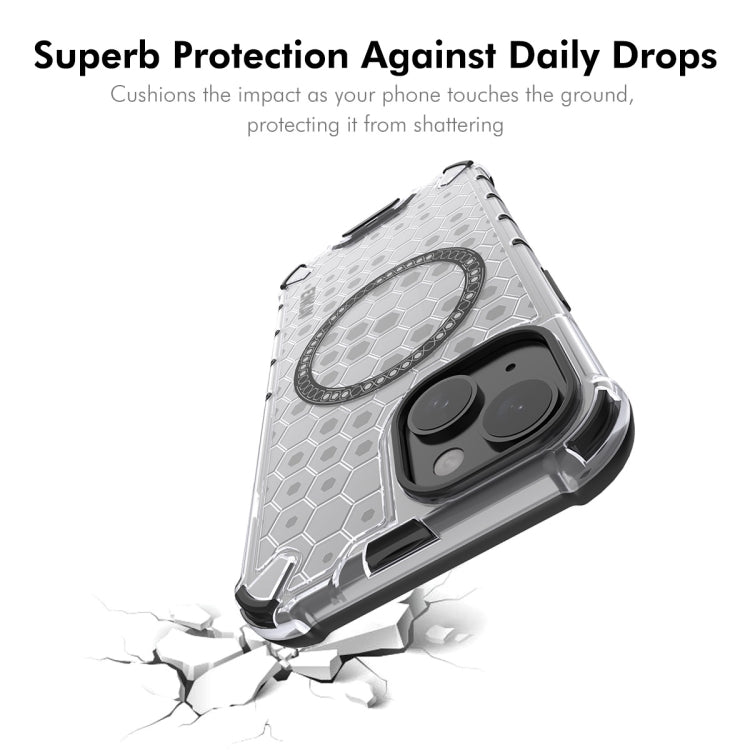 For iPhone 14 Plus ENKAY Hat-Prince Honeycomb MagSafe Shockproof Phone Case with Large Arc Edge Film(Grey)