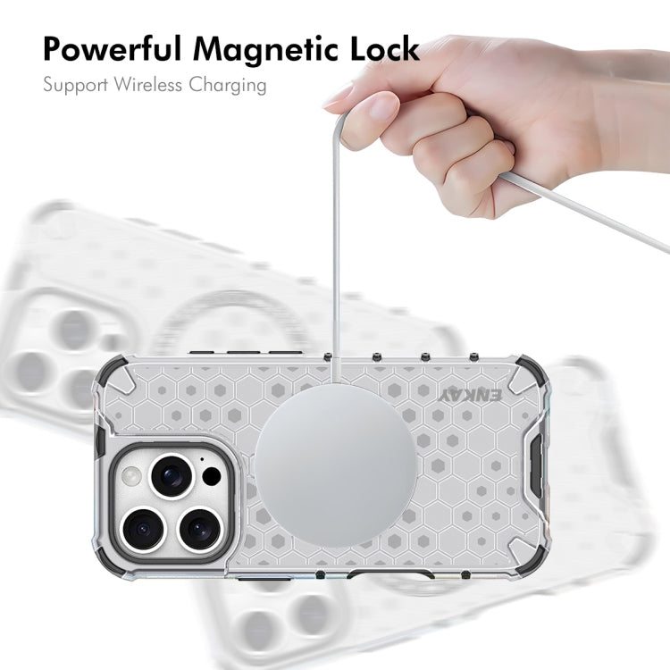 For iPhone 14 Pro Max ENKAY Hat-Prince Honeycomb MagSafe Shockproof Phone Case with Large Arc Edge Film(Green)