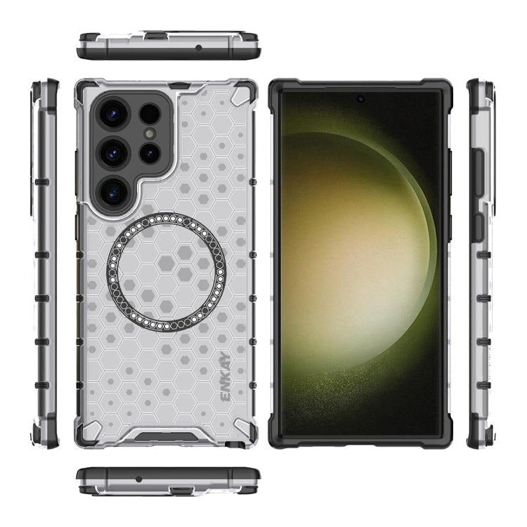 For Samsung Galaxy S24 Ultra 5G ENKAY Hat-Prince Honeycomb MagSafe Shockproof Phone Case with 0.18mm Film(White)