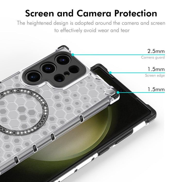 For Samsung Galaxy S24 Ultra 5G ENKAY Hat-Prince Honeycomb MagSafe Shockproof Phone Case with 0.18mm Film(White)
