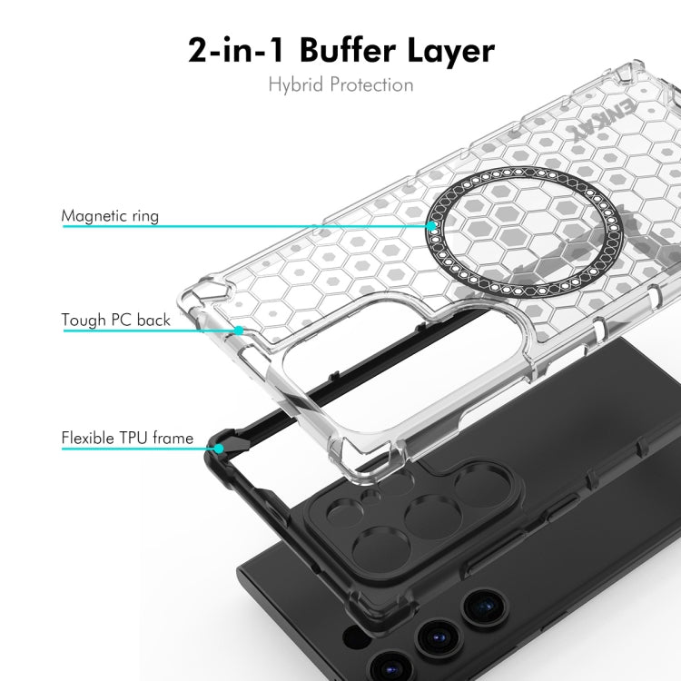 For Samsung Galaxy S24 Ultra 5G ENKAY Hat-Prince Honeycomb MagSafe Shockproof Phone Case with 0.18mm Film(Grey)