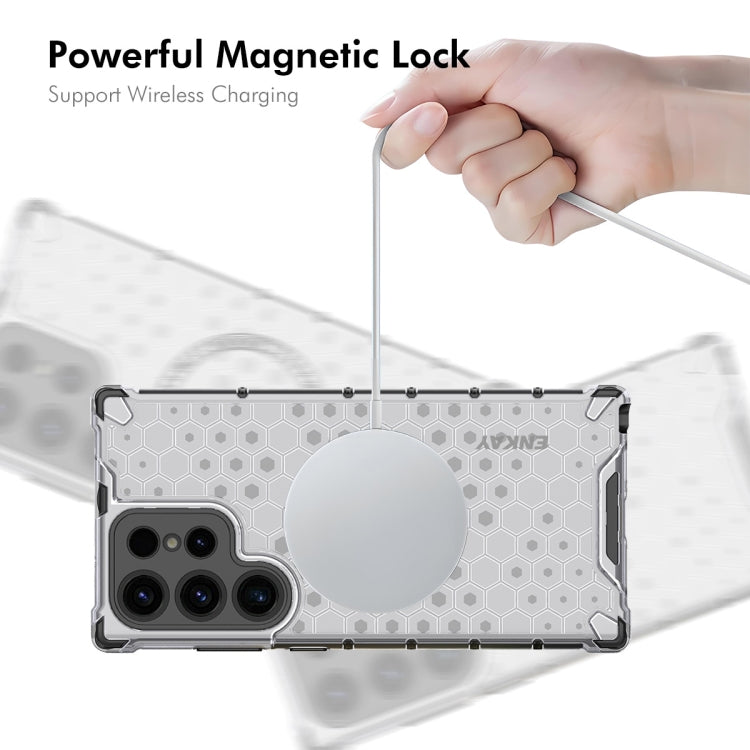 For Samsung Galaxy S24 Ultra 5G ENKAY Hat-Prince Honeycomb MagSafe Shockproof Phone Case with 0.18mm Film(Green)