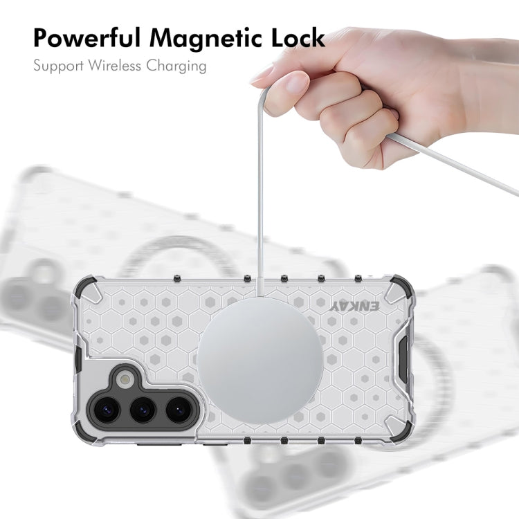 For Samsung Galaxy S24+ 5G ENKAY Hat-Prince Honeycomb MagSafe Shockproof Phone Case with 0.18mm Film(White)