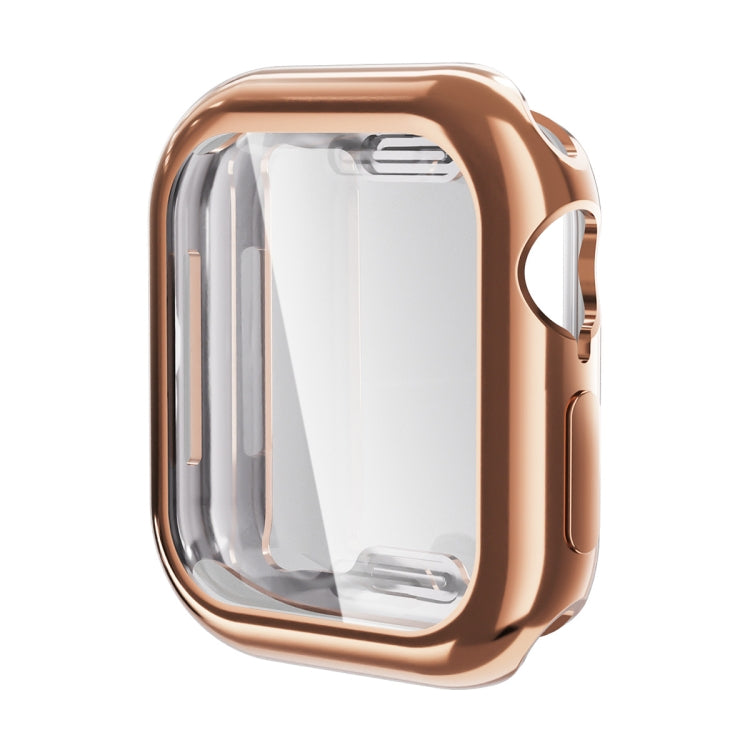For Apple Watch Series 11 / 10 42mm ENKAY Hat-Prince Electroplated Soft TPU Case with Screen Film(Rose Gold)