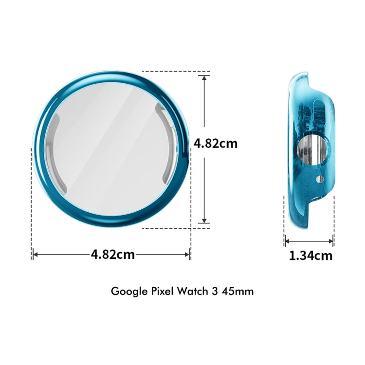 For Google Pixel Watch 3 45mm ENKAY Hat-Prince Full Coverage Electroplated Soft TPU Case with Screen Protection(Black)