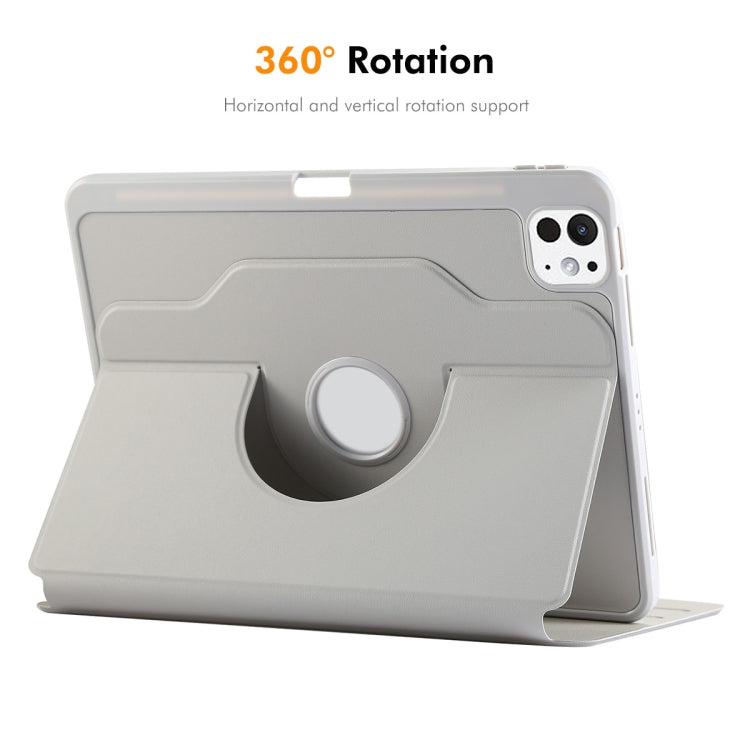 For iPad Pro 11 2025 / 2024 ENKAY 360 Rotation TPU Leather Smart Tablet Case with Pen Slot(Beige)