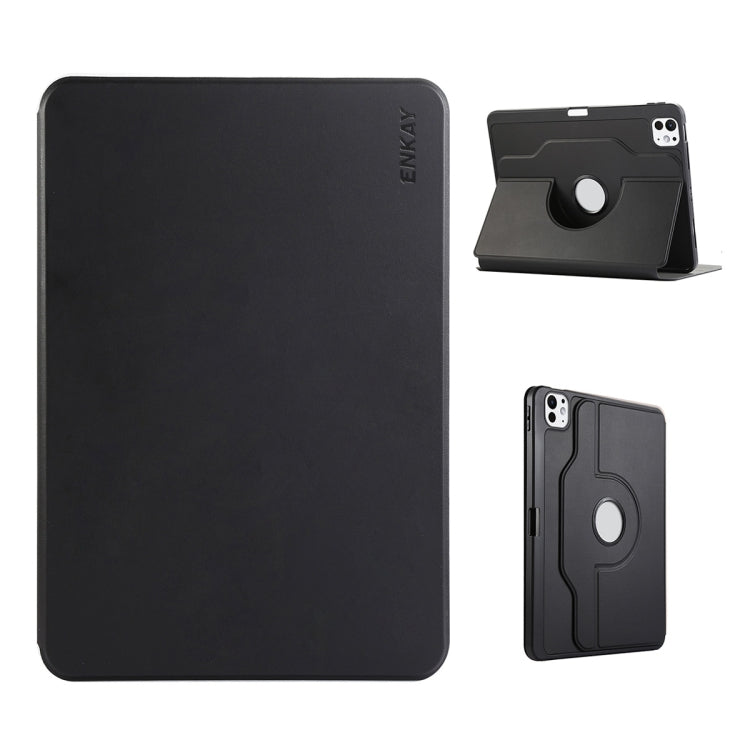 For iPad Pro 13 2025 / 2024 ENKAY 360 Rotation TPU Leather Smart Tablet Case with Pen Slot(Black)