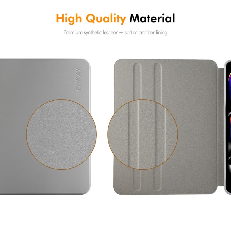 For iPad Air 13 2026 / 2025 / 2024 ENKAY 360 Rotation TPU Leather Smart Tablet Case with Pen Slot(Light Blue)