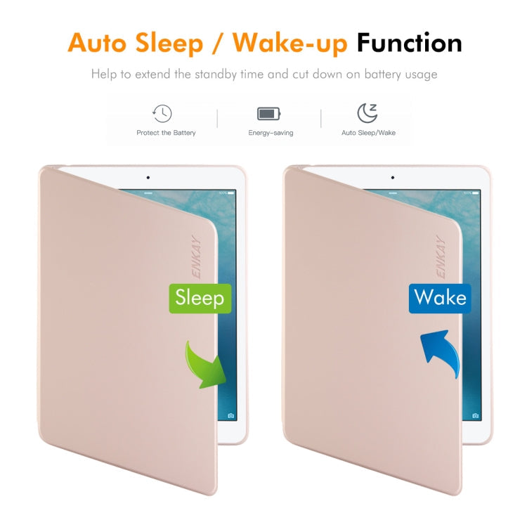 For iPad Air / Air 2 / 9.7 2017 / 2018 ENKAY 360 Rotation TPU Leather Smart Tablet Case with Pen Slot(Pink)