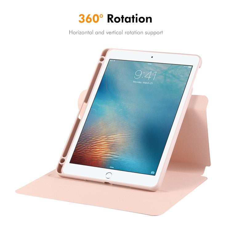For iPad Air / Air 2 / 9.7 2017 / 2018 ENKAY 360 Rotation TPU Leather Smart Tablet Case with Pen Slot(Beige)