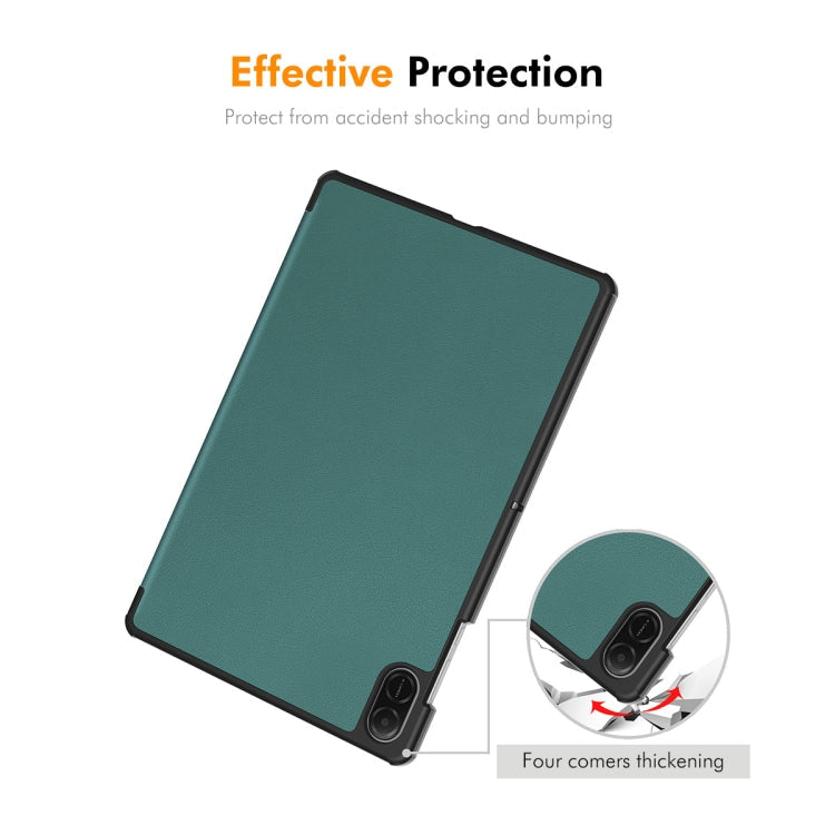 For Honor Pad X8a 11 ENKAY Tri-fold Custer Texture Leather Stand Tablet Case(Dark Blue)