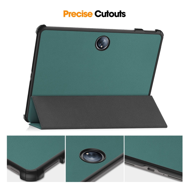 For OnePlus Pad 2 / Pad Pro 12.1 ENKAY Tri-fold Custer Texture Platic Leather Smart Tablet Case(Dark Green)
