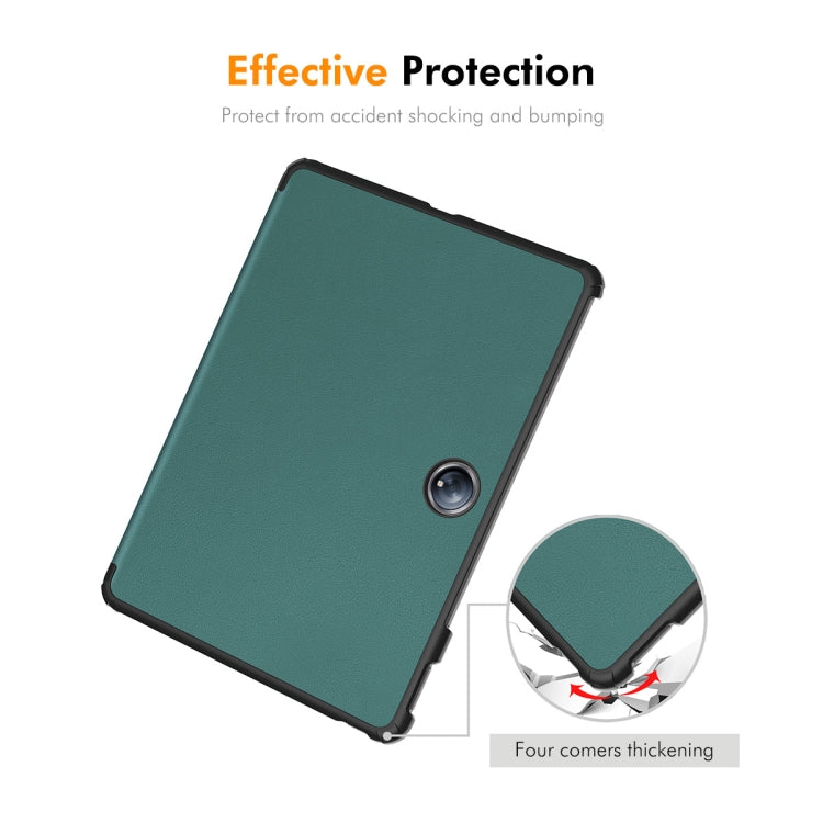 For OnePlus Pad 2 / Pad Pro 12.1 ENKAY Tri-fold Custer Texture Platic Leather Smart Tablet Case(Dark Green)