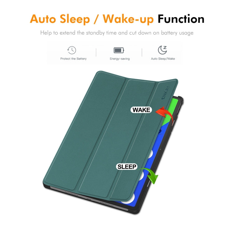 For Lenovo Xiaoxin Pad Pro 12.7 2025 ENKAY Tri-fold Custer Texture Platic Leather Smart Tablet Case(Dark Blue)