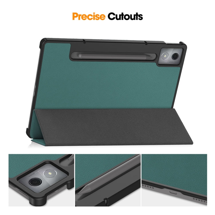 For Lenovo Xiaoxin Pad Pro 12.7 2025 ENKAY Tri-fold Custer Texture Platic Leather Smart Tablet Case(Dark Blue)