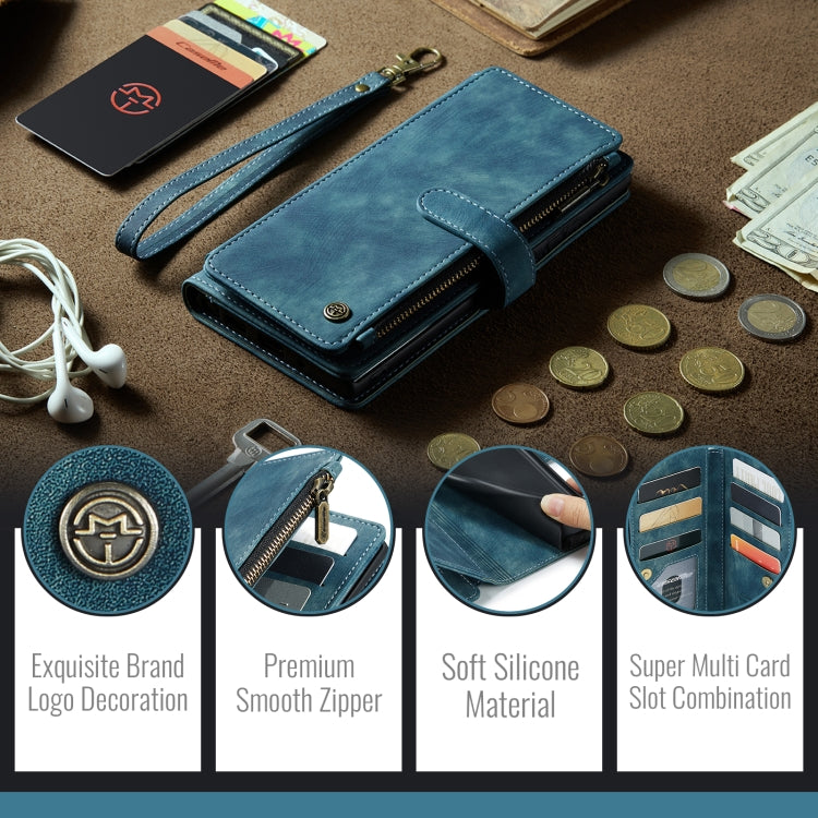 For Samsung Galaxy S24 FE 5G CaseMe C30 Card Slots Zipper Wallet Leather Phone Case(Blue)