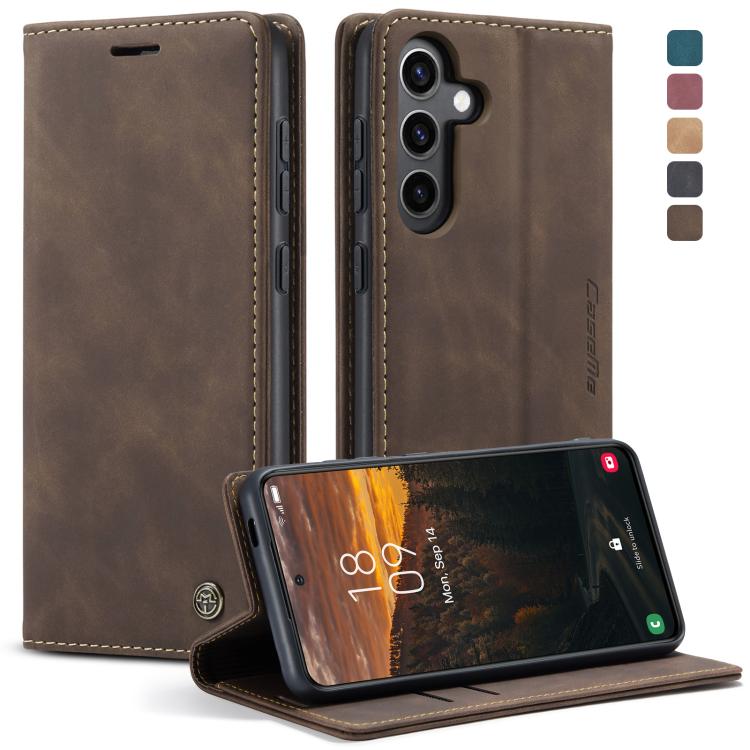 For Samsung Galaxy S24 FE 5G CaseMe 013 Multifunctional Horizontal Flip Leather Phone Case(Coffee)