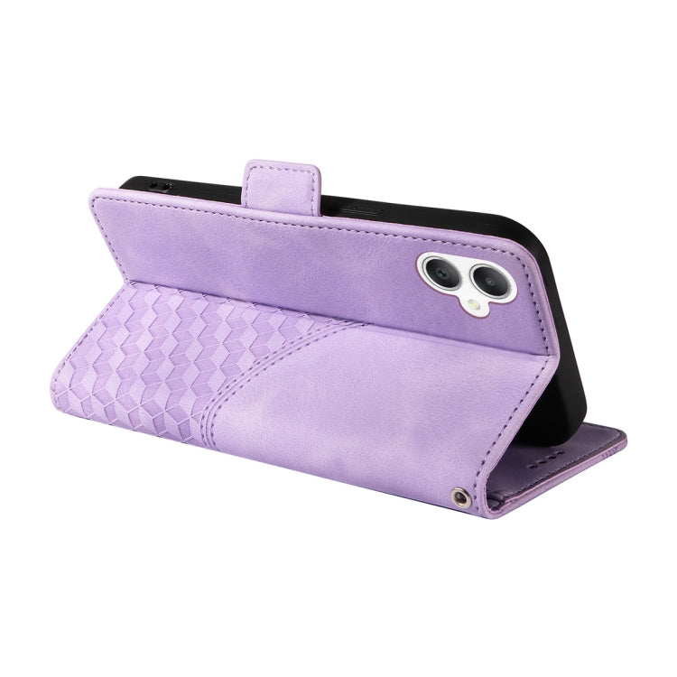 For Samsung Galaxy A06 4G ENKAY Embossed Rhombus Starry Leather Phone Case with Screen Film(Blue)