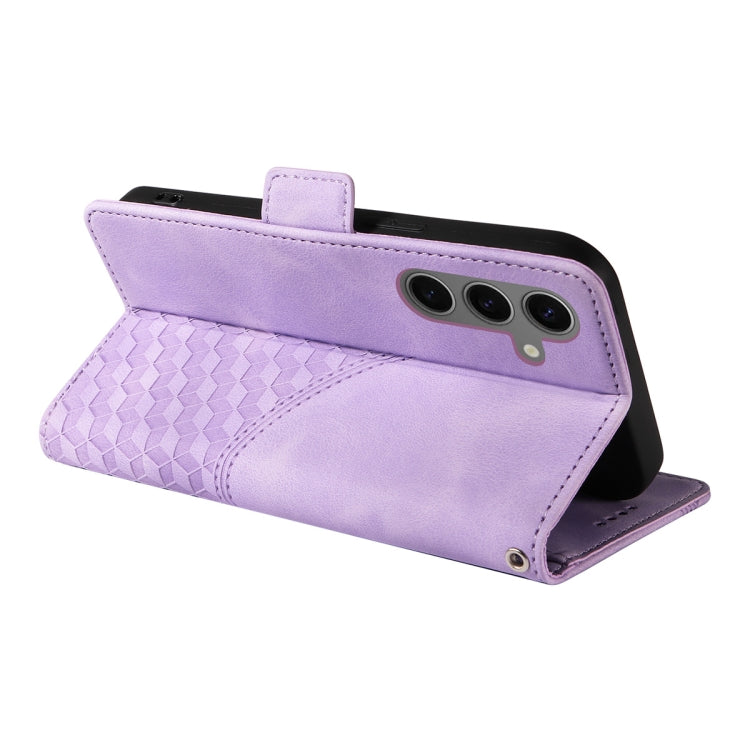 For Samsung Galaxy S25+ / S24+ 5G ENKAY Embossed Rhombus Starry Leather Phone Case with Screen Film(Blue)