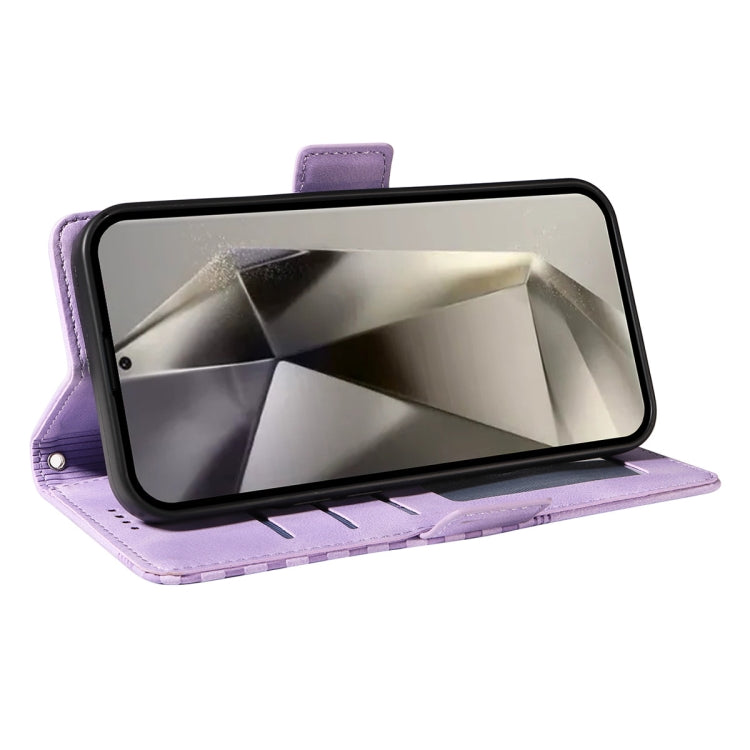 For Samsung Galaxy S25 Ultra 5G ENKAY Embossed Rhombus Starry Leather Phone Case with Screen Film(Black)